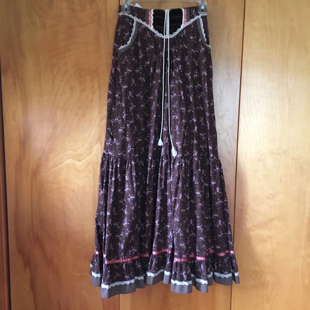 Vintage Patchwork Maxi Skirt with Pockets